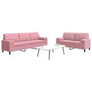 2-dijelni set sofa s jastucima ružičasti baršunasti