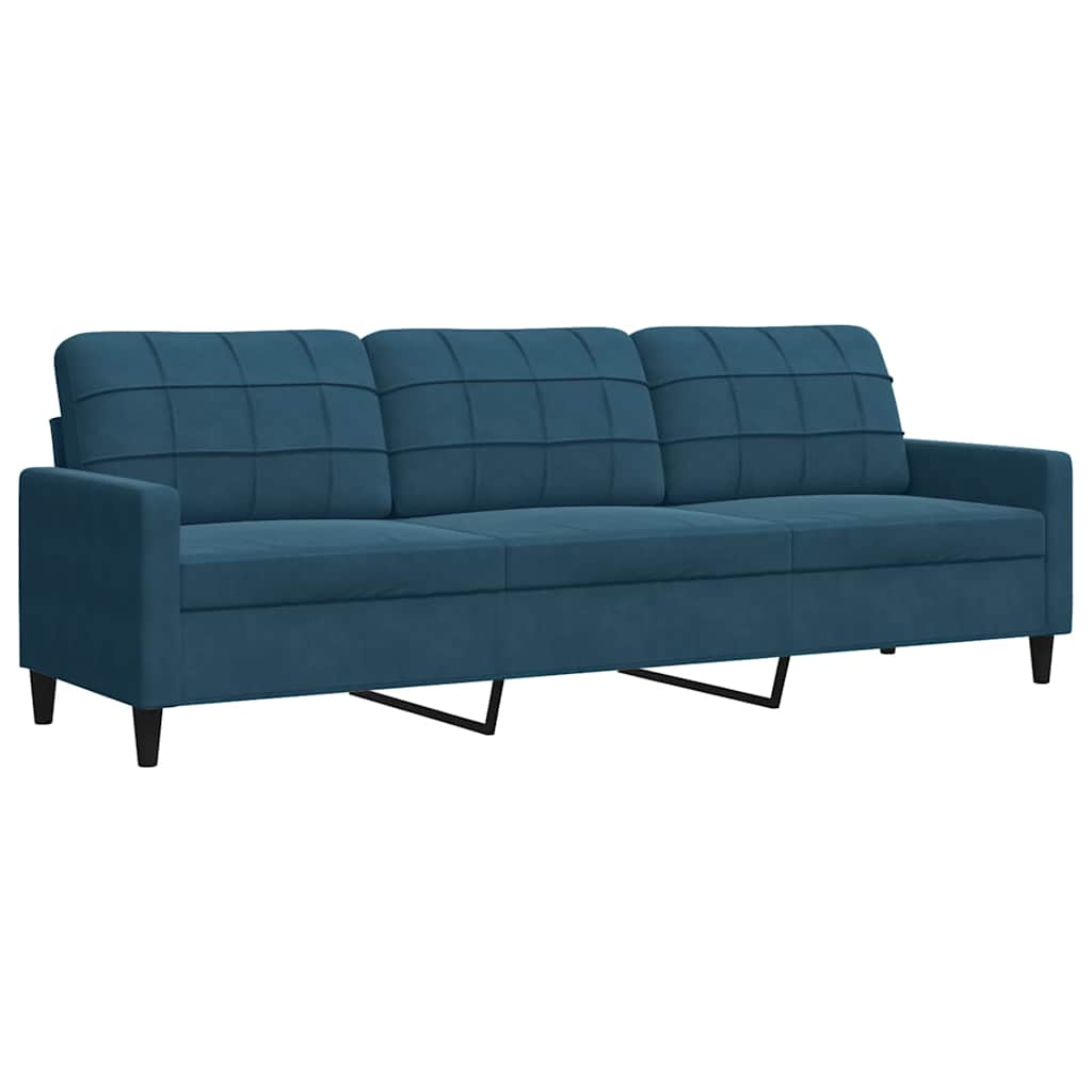 2-dijelni set sofa s jastucima plavi baršunasti