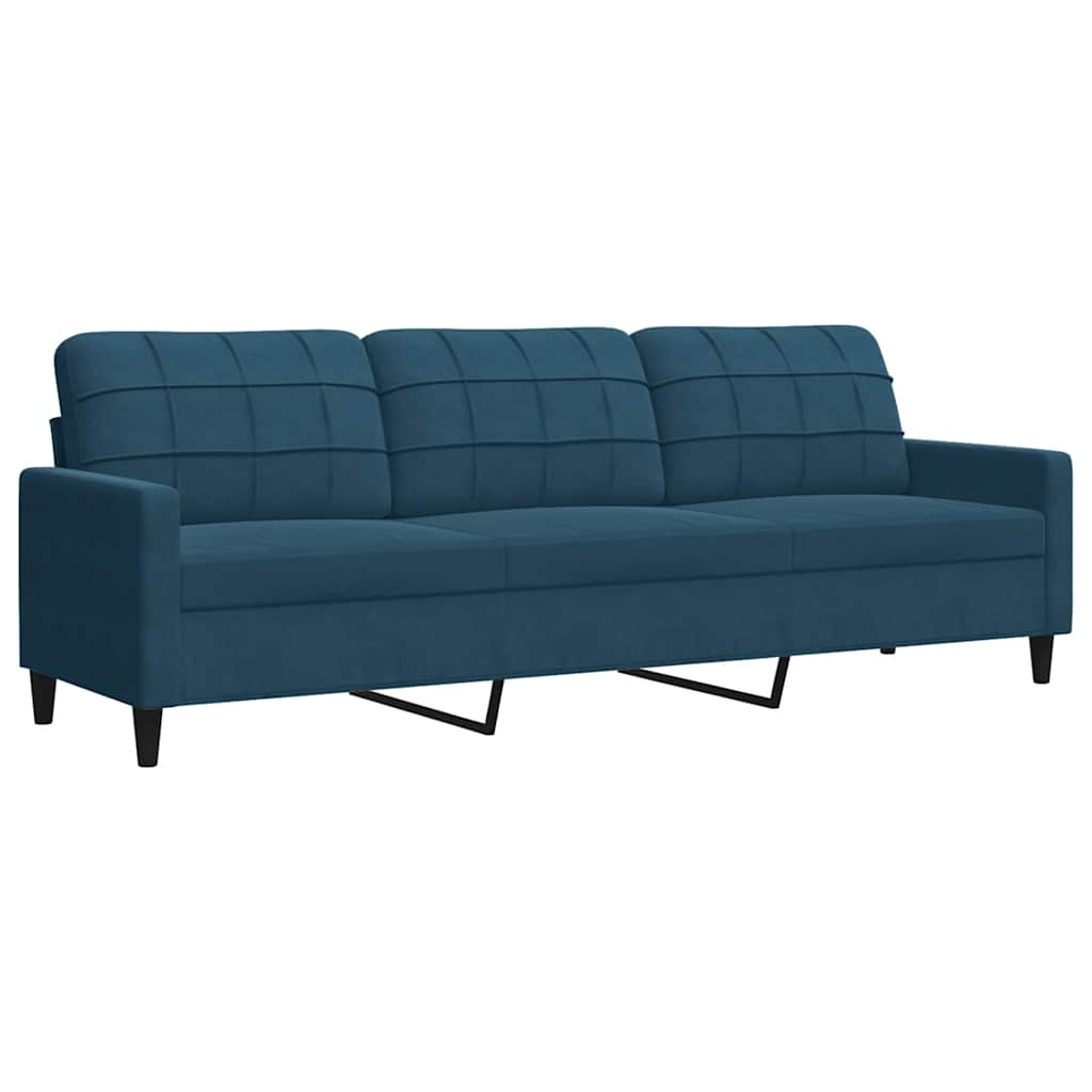 3-dijelni set sofa s jastucima plavi baršunasti