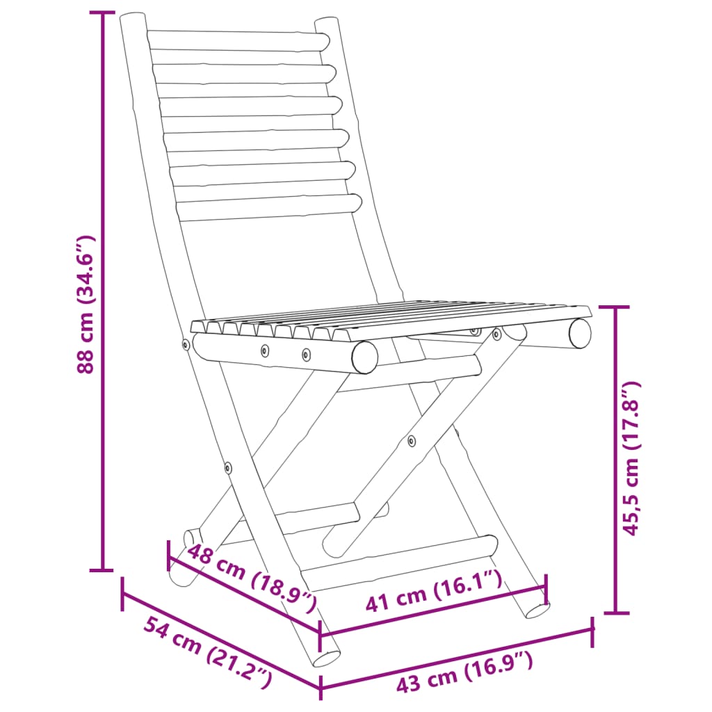 Sklopive vrtne stolice 6 kom 43 x 54 x 88 cm od bambusa