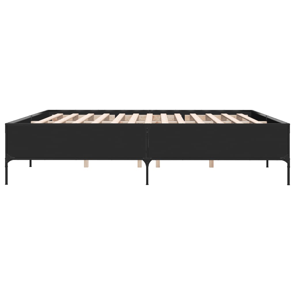 Okvir za krevet crni 200 x 200 cm konstruirano drvo i metal