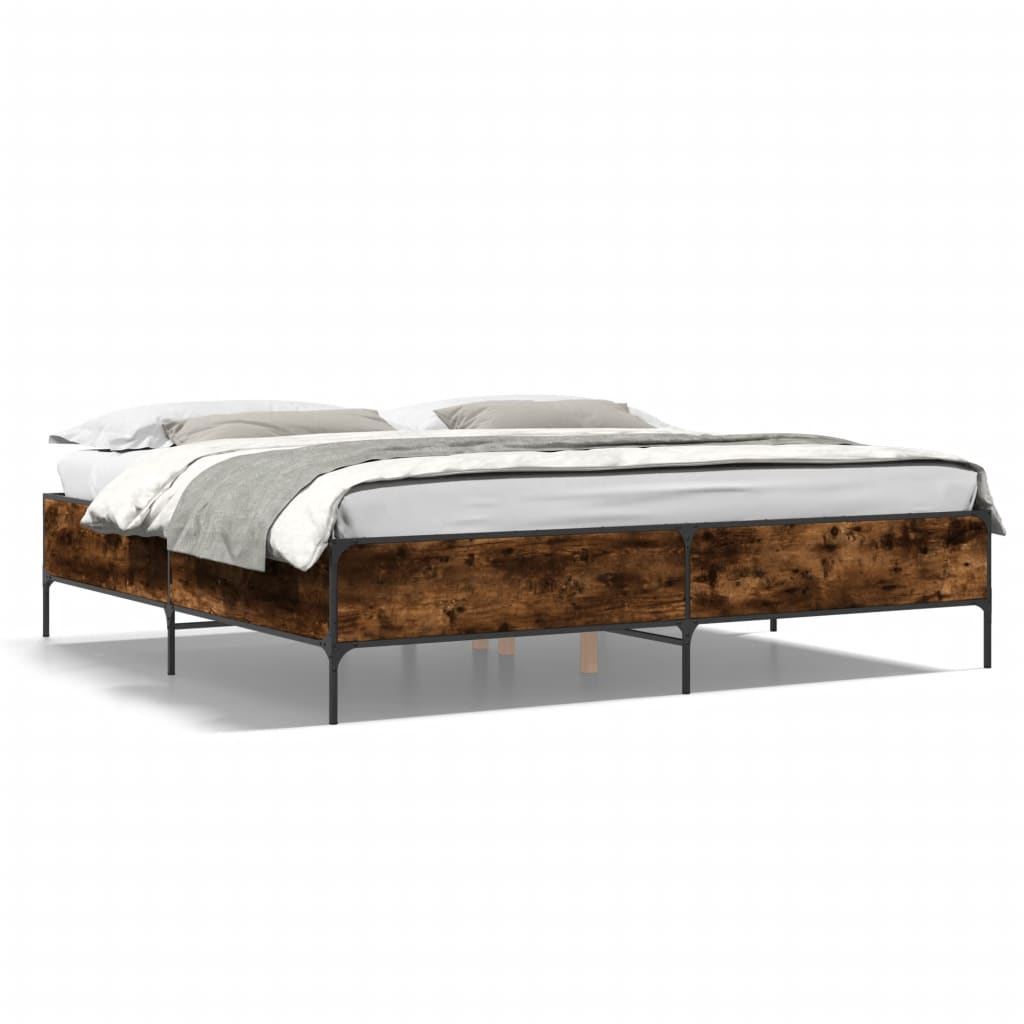 Okvir za krevet boja hrasta 200x200cm konstruirano drvo i metal