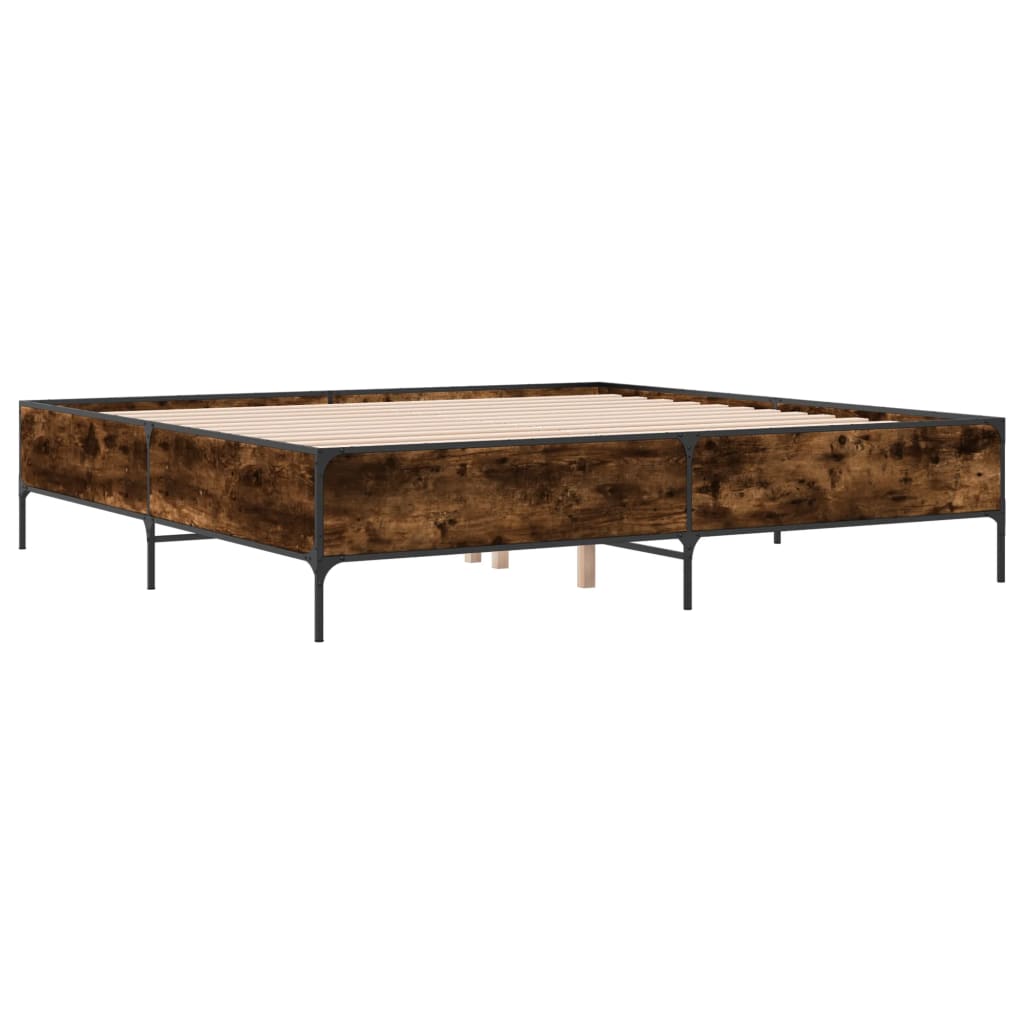 Okvir za krevet boja hrasta 200x200cm konstruirano drvo i metal