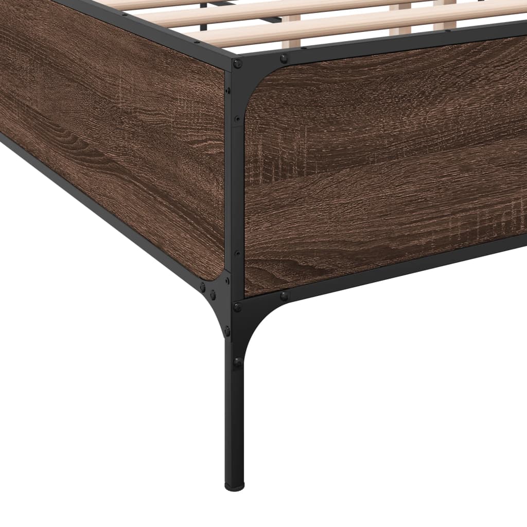 Okvir za krevet smeđi hrast 200x200cm konstruirano drvo i metal