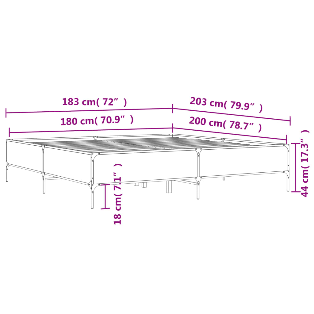 Okvir za krevet crni 180 x 200 cm konstruirano drvo i metal