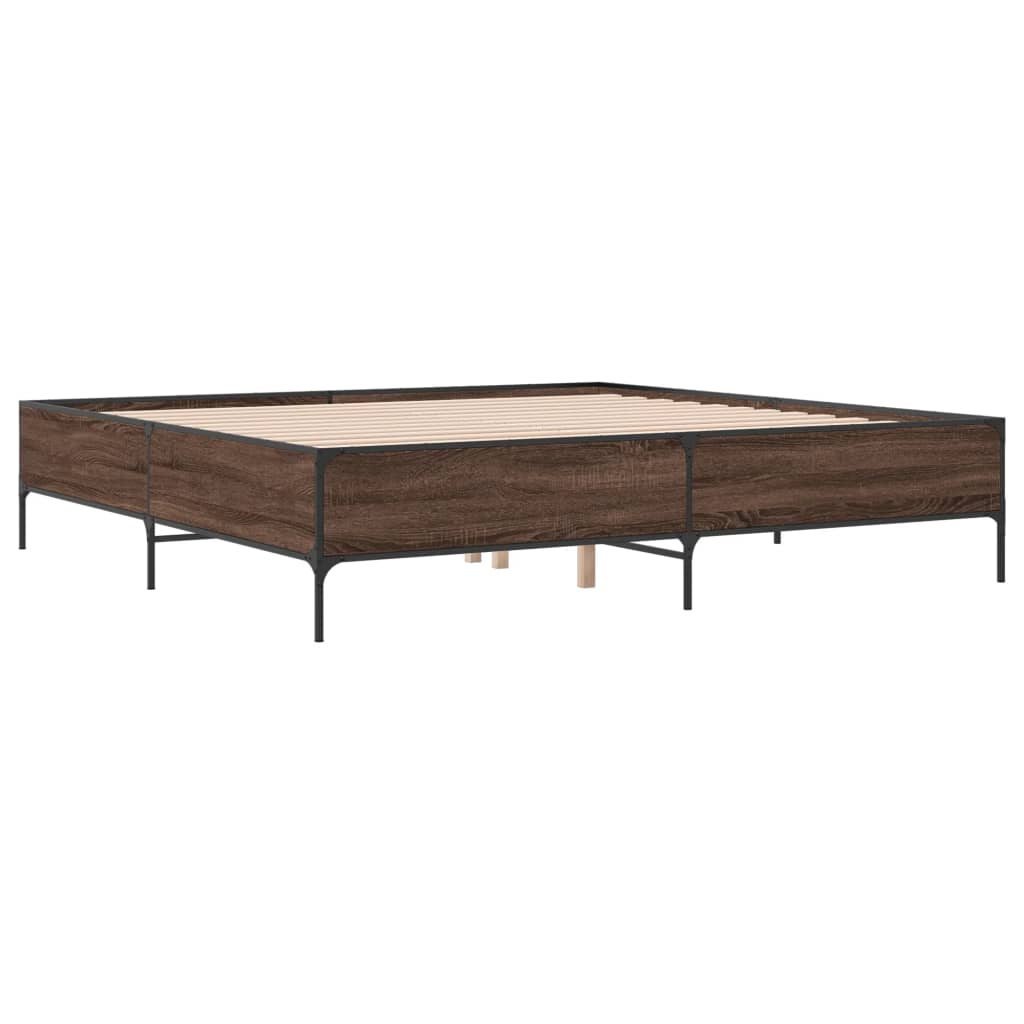 Okvir za krevet boja hrasta 180x200cm konstruirano drvo i metal