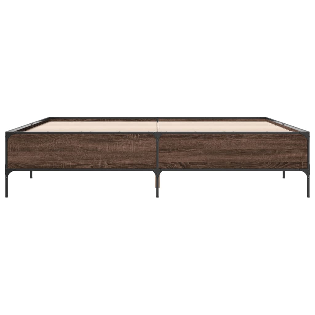 Okvir za krevet boja hrasta 180x200cm konstruirano drvo i metal