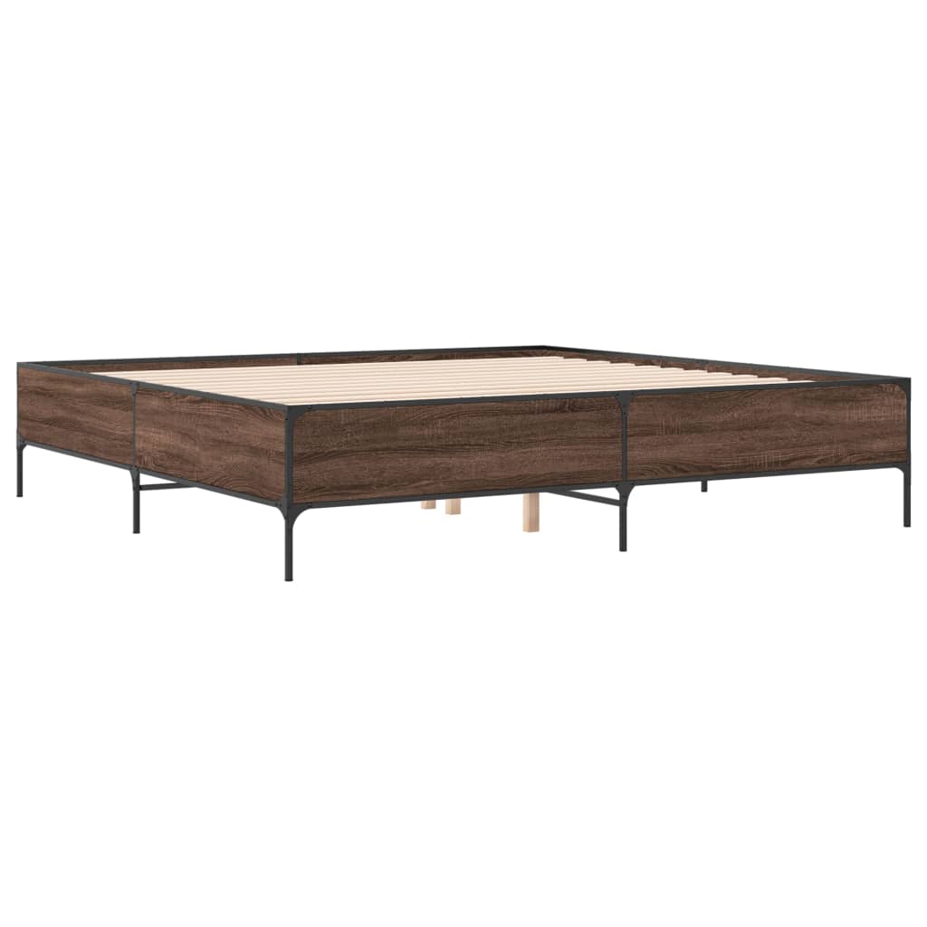 Okvir za krevet boja hrasta 180x200cm konstruirano drvo i metal