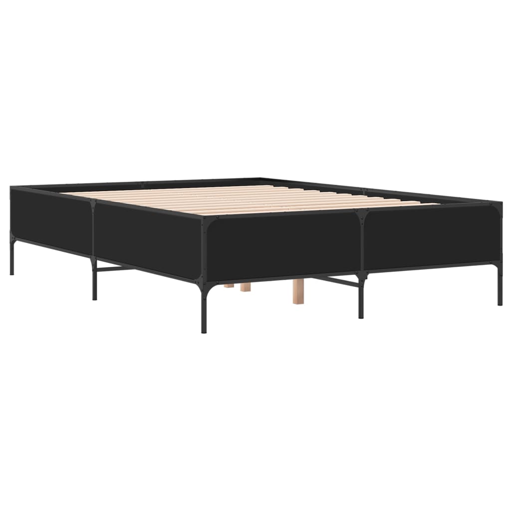 Okvir za krevet crni 160x200 cm konstruirano drvo i metal