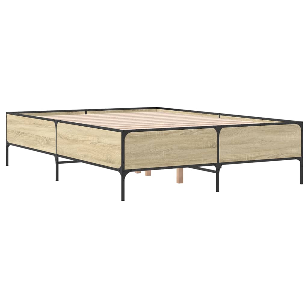 Okvir za krevet boja hrasta 160x200 cm konstruiran drvo i metal