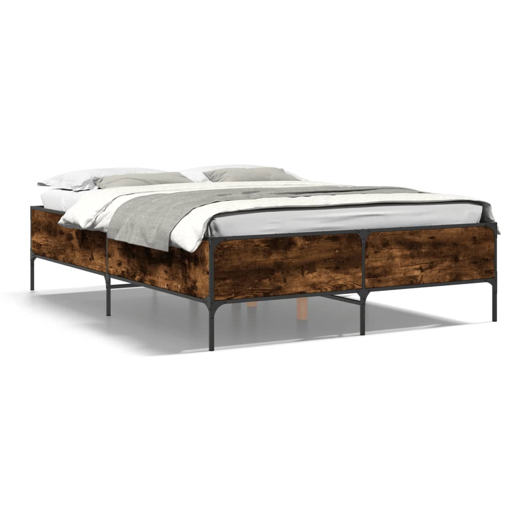Okvir kreveta boja hrasta 160x200 cm konstruirano drvo i metal