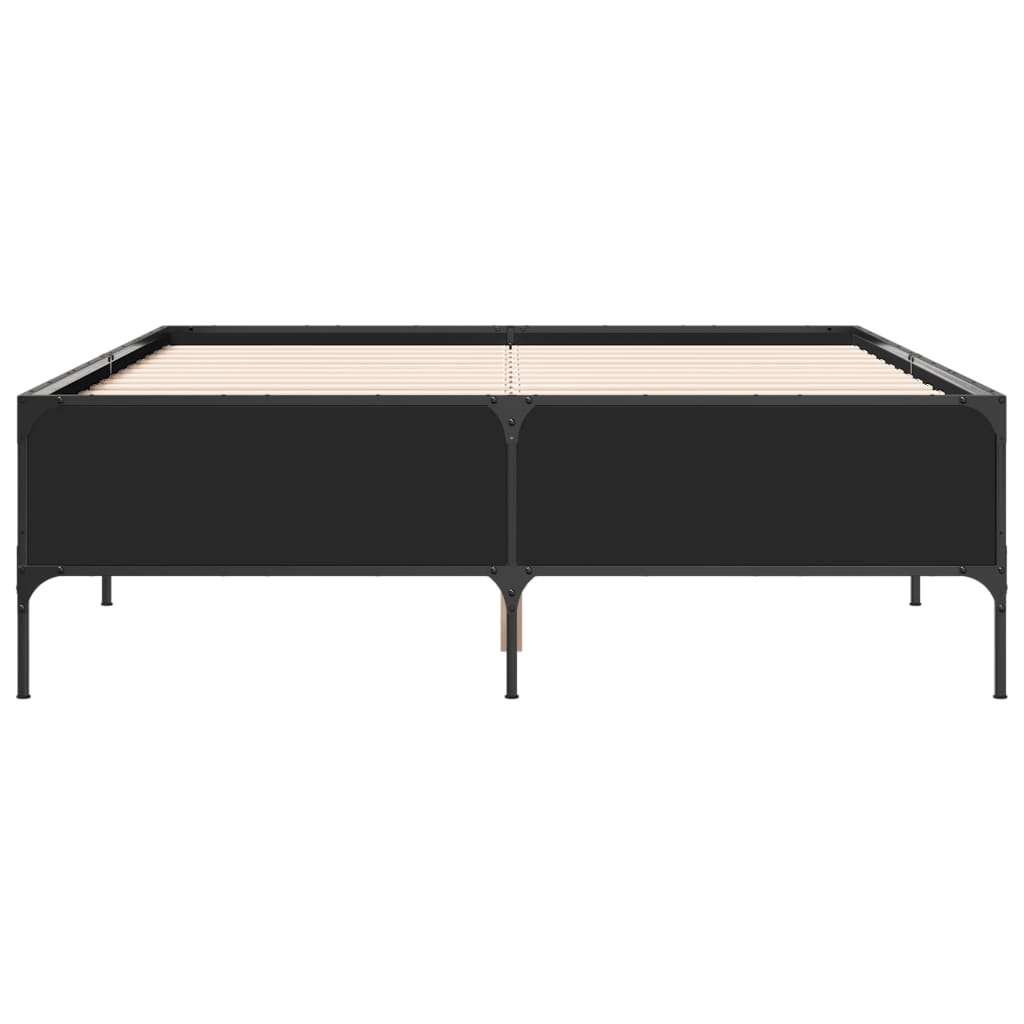 Okvir za krevet crni 150x200 cm konstruirano drvo i metal