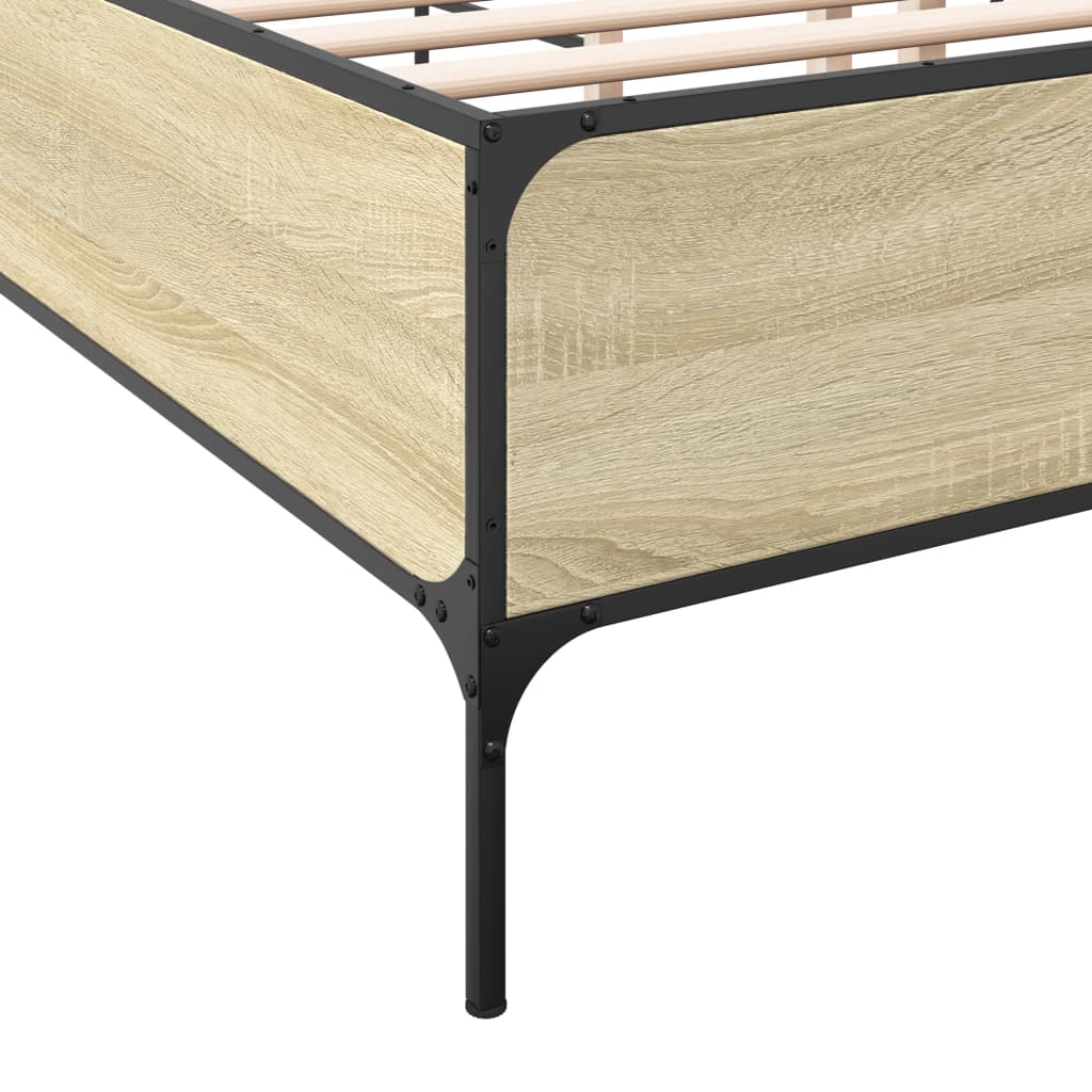 Okvir za krevet boja hrasta 150x200cm konstruirano drvo i metal