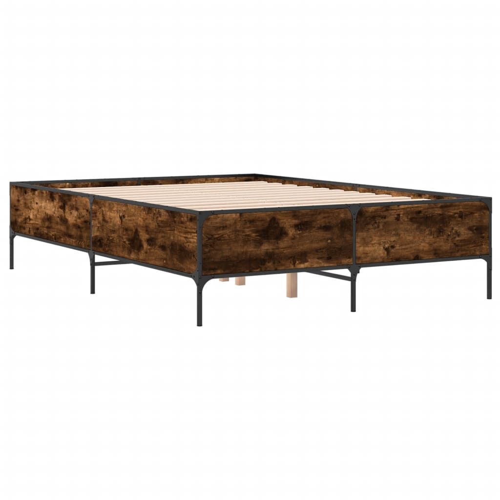 Okvir za krevet boja hrasta 150x200cm konstruirano drvo i metal