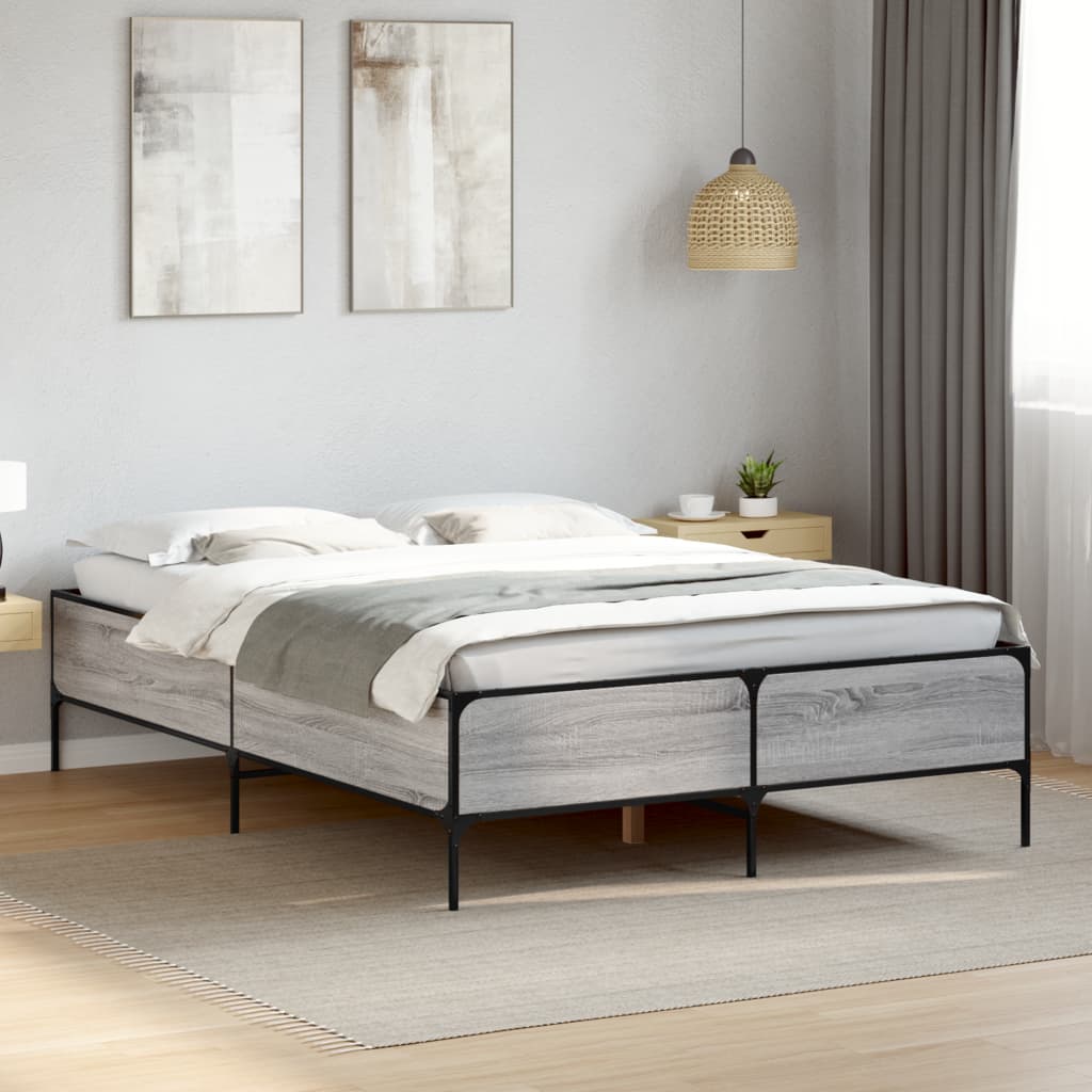 Okvir za krevet boja hrasta 150x200cm konstruirano drvo i metal