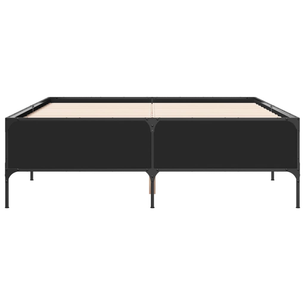 Okvir kreveta crni 140 x 200 cm od konstruiranog drva i metala