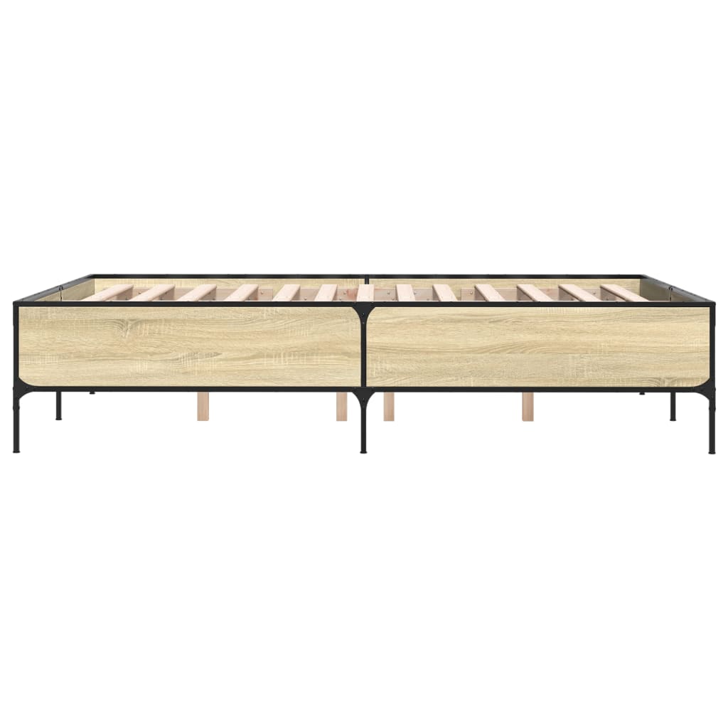Okvir za krevet boja hrasta 140x200cm konstruirano drvo i metal