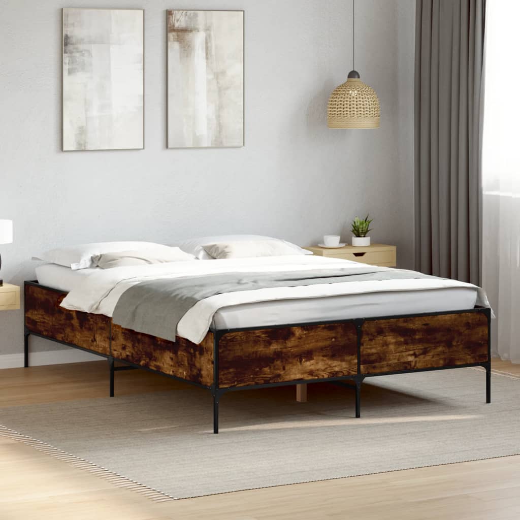 Okvir kreveta boja hrasta 140x200 cm konstruirano drvo i metal