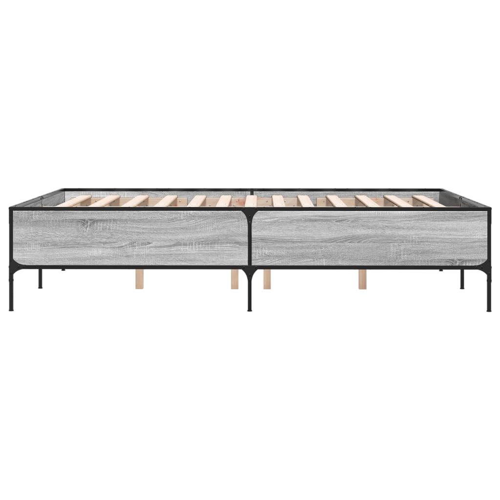 Okvir kreveta boja hrasta 120x200 cm konstruirano drvo i metal Siva 120 x 200 cm