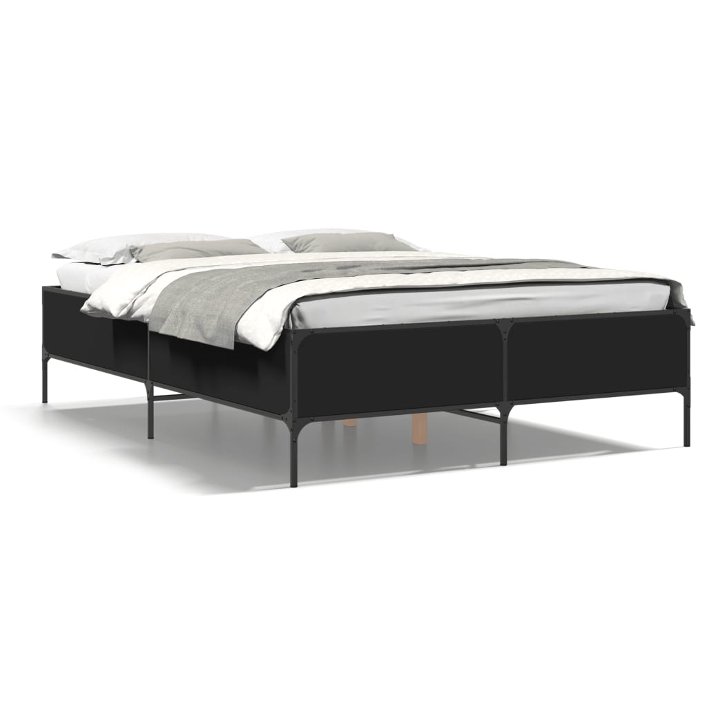 Okvir za krevet crni 140x190 cm konstruirano drvo i metal