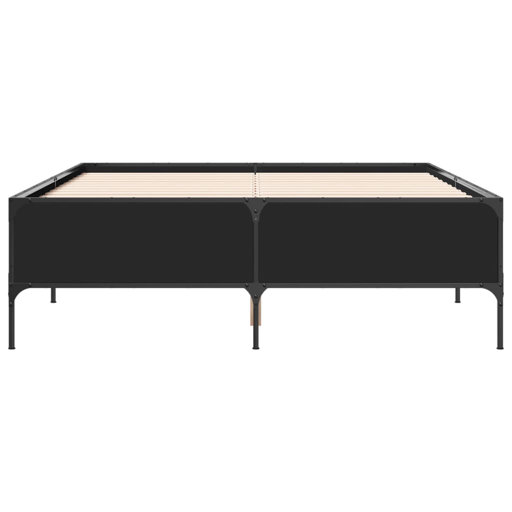 Okvir za krevet crni 140x190 cm konstruirano drvo i metal