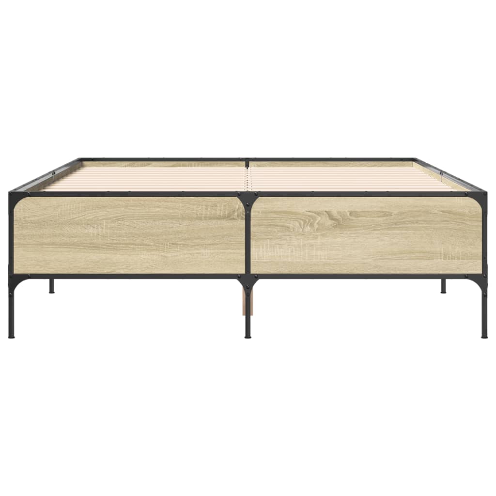 Okvir za krevet boja hrasta 140x190cm konstruirano drvo i metal