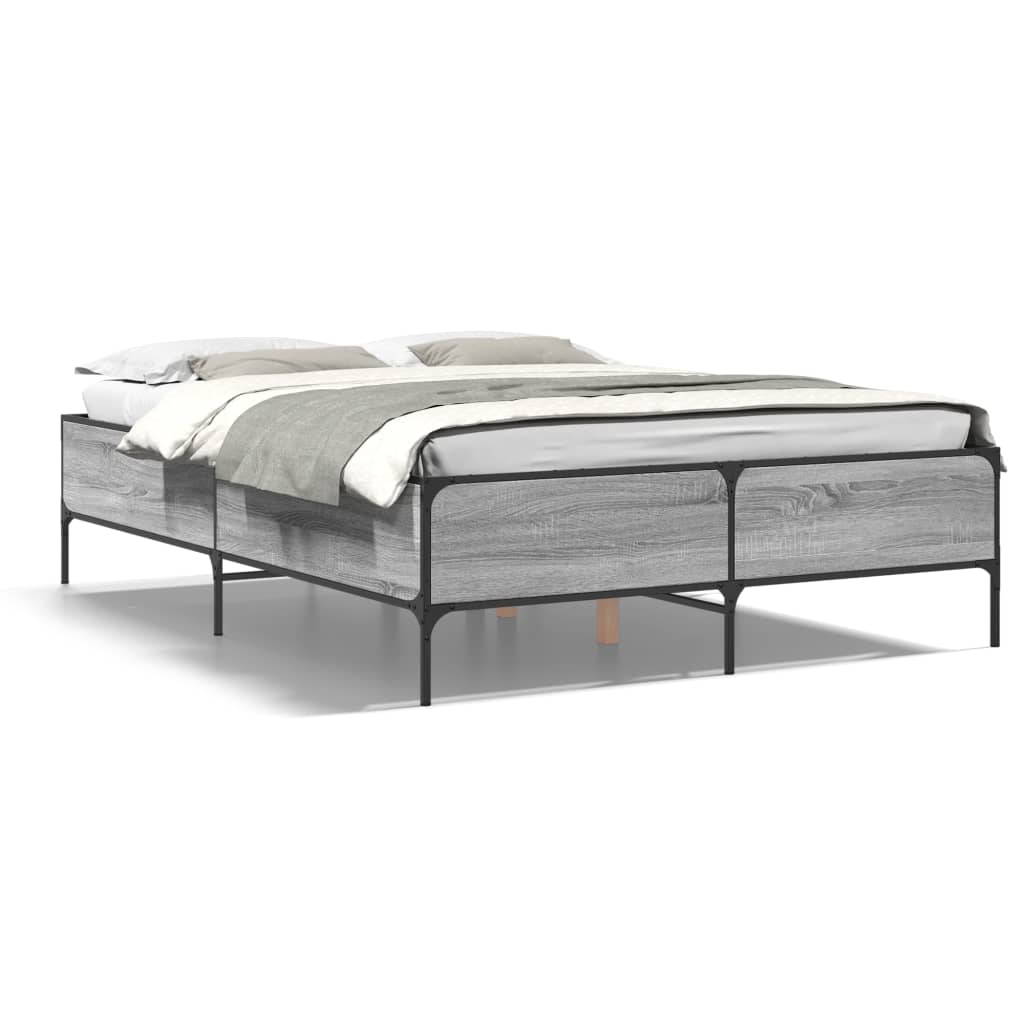 Okvir za krevet boja hrasta 140x190cm konstruirano drvo i metal