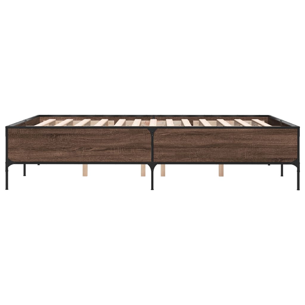 Okvir za krevet smeđi hrast 140x190cm konstruirano drvo i metal