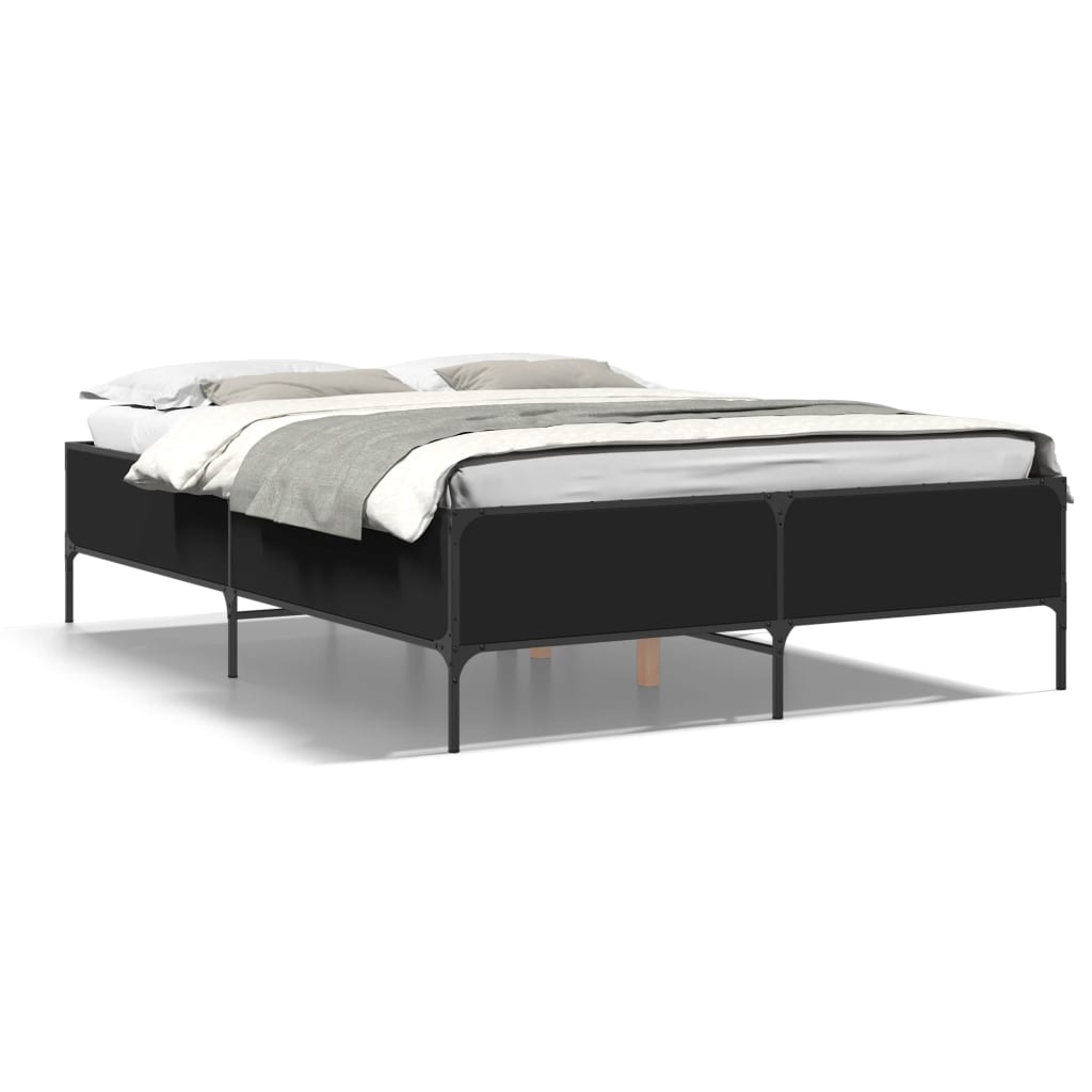 Okvir za krevet crni 135x190 cm konstruirano drvo i metal