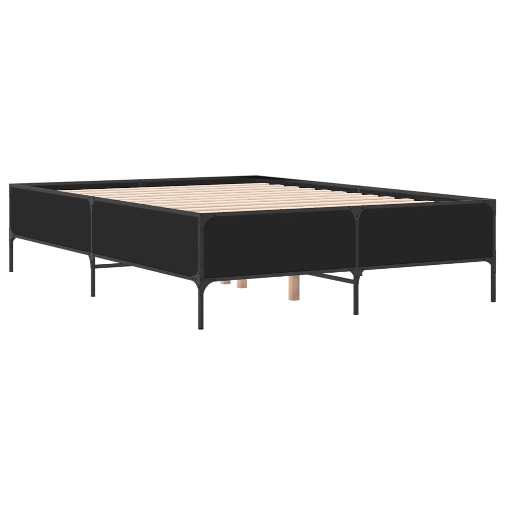 Okvir za krevet crni 135x190 cm konstruirano drvo i metal