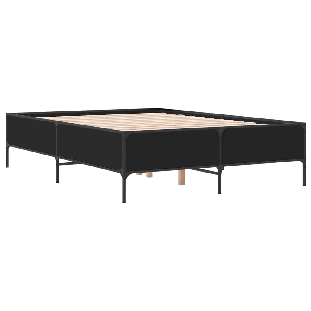 Okvir za krevet crni 135x190 cm konstruirano drvo i metal