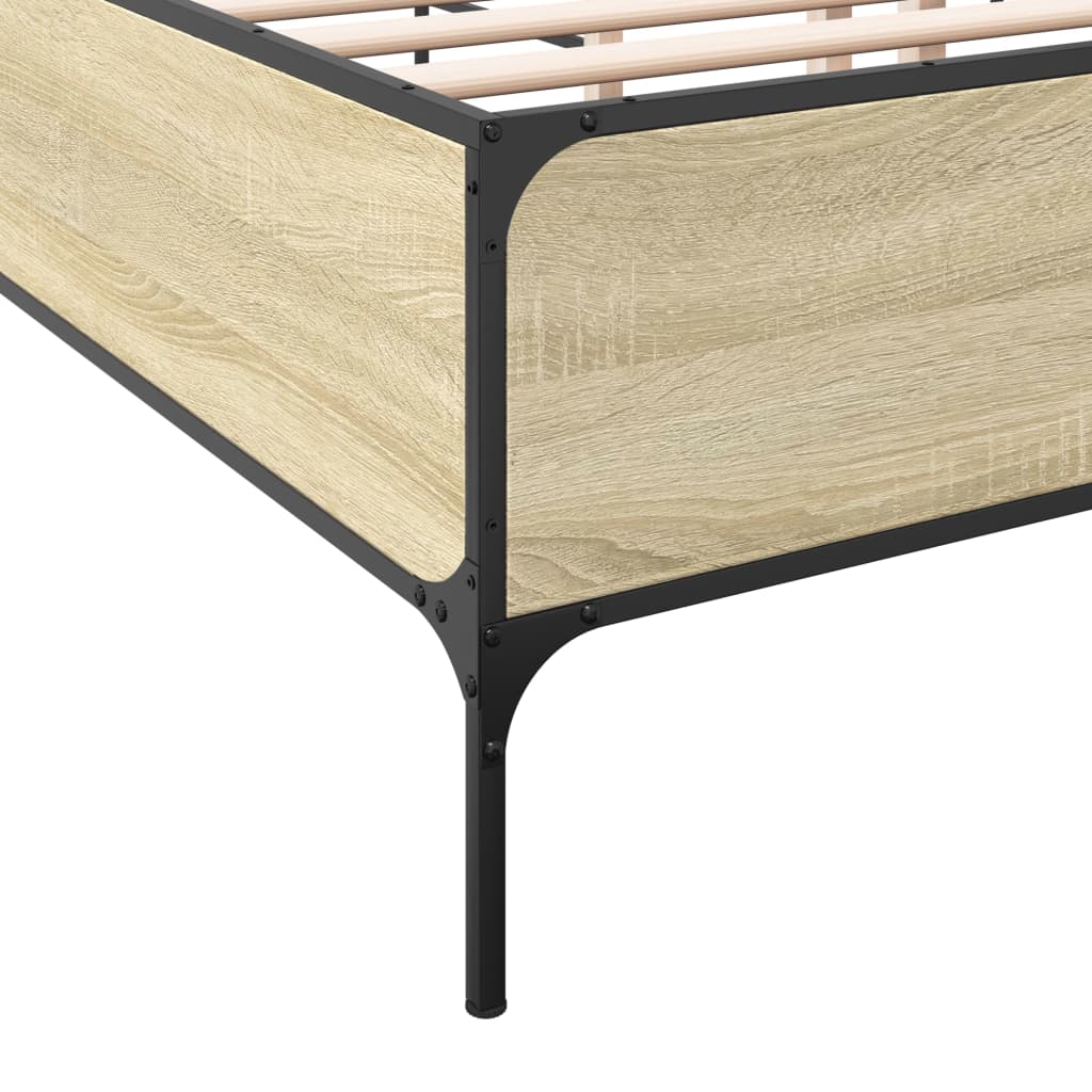 Okvir za krevet boja hrasta 135x190cm konstruirano drvo i metal
