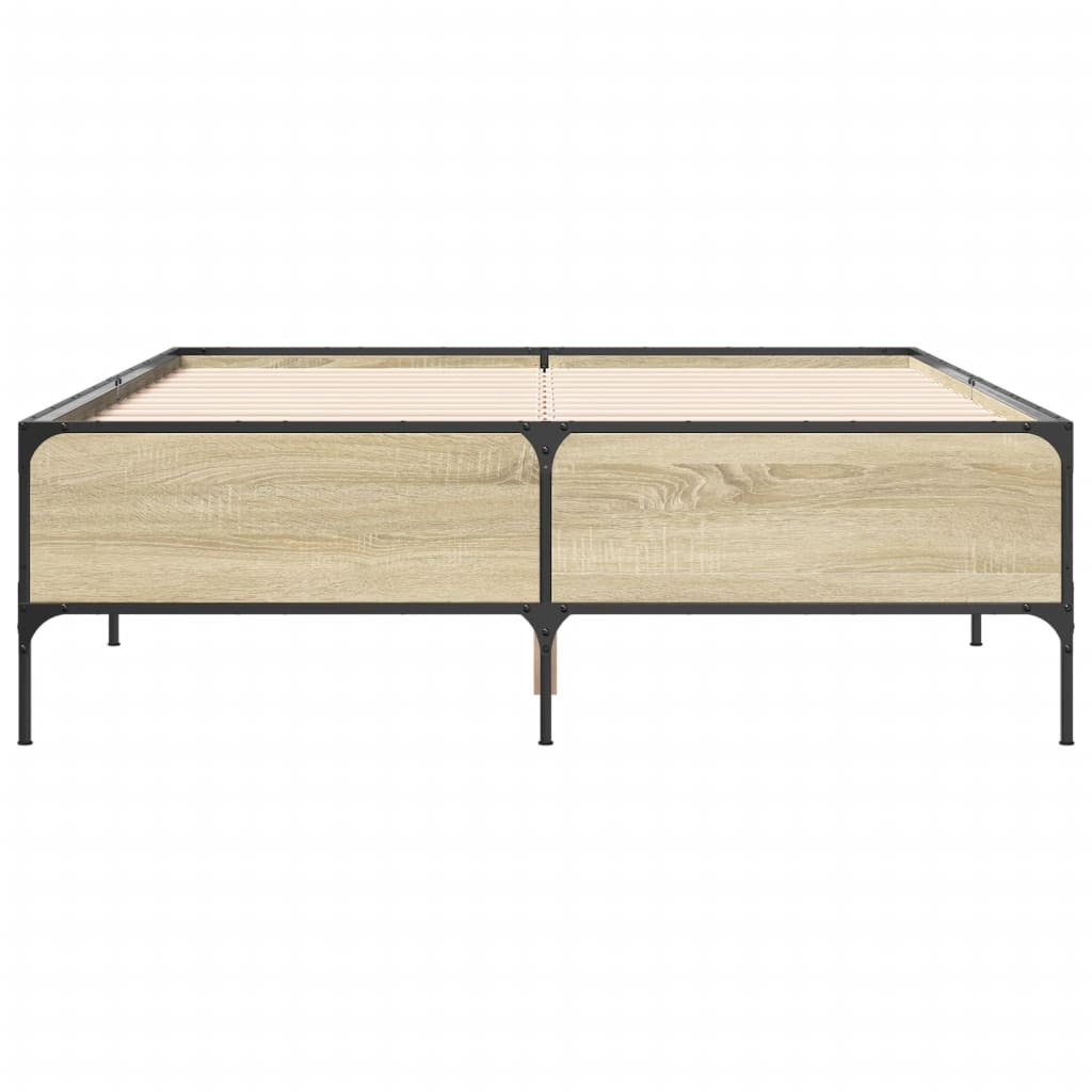 Okvir za krevet boja hrasta 120x190cm konstruirano drvo i metal