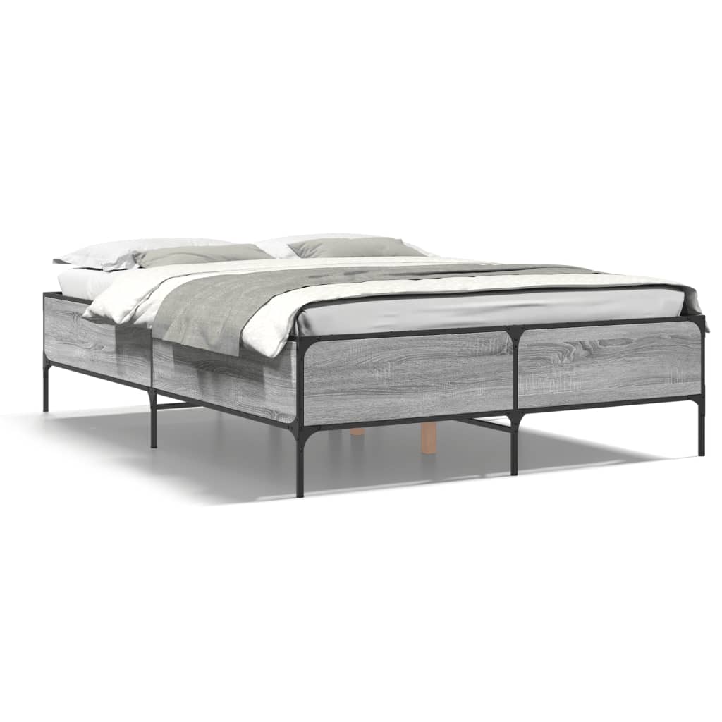 Okvir za krevet boja hrasta 120x190cm konstruirano drvo i metal