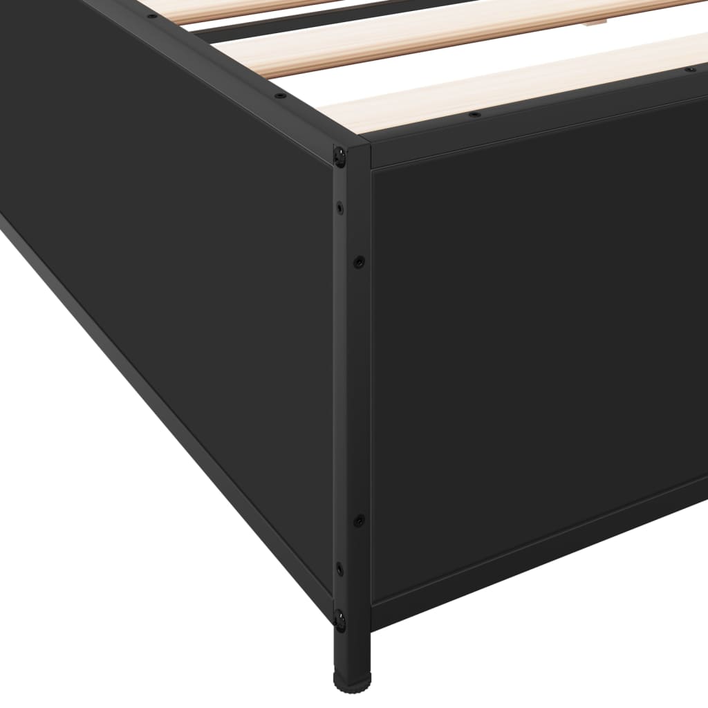 Okvir za krevet crni 200 x 200 cm konstruirano drvo i metal