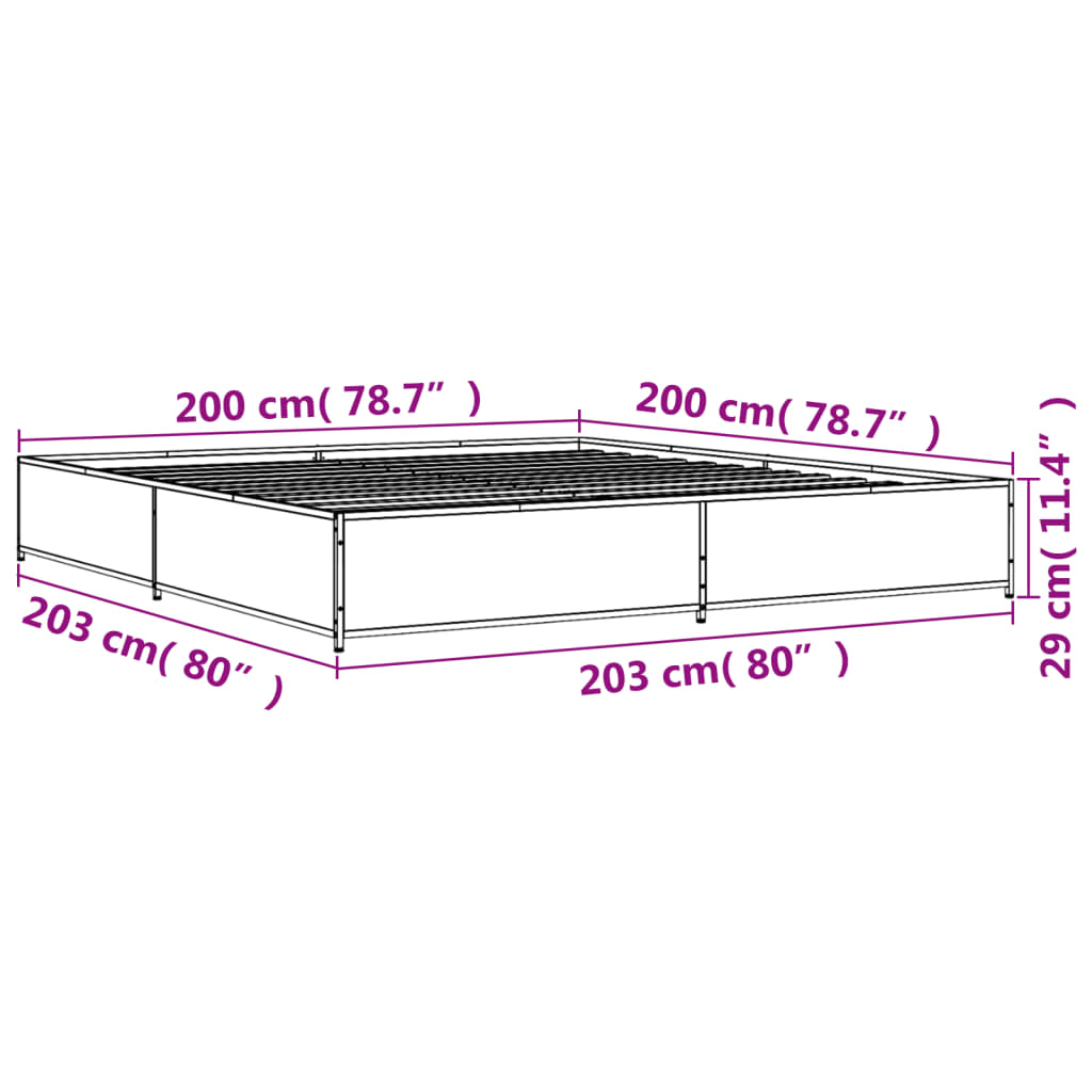 Okvir za krevet crni 200 x 200 cm konstruirano drvo i metal