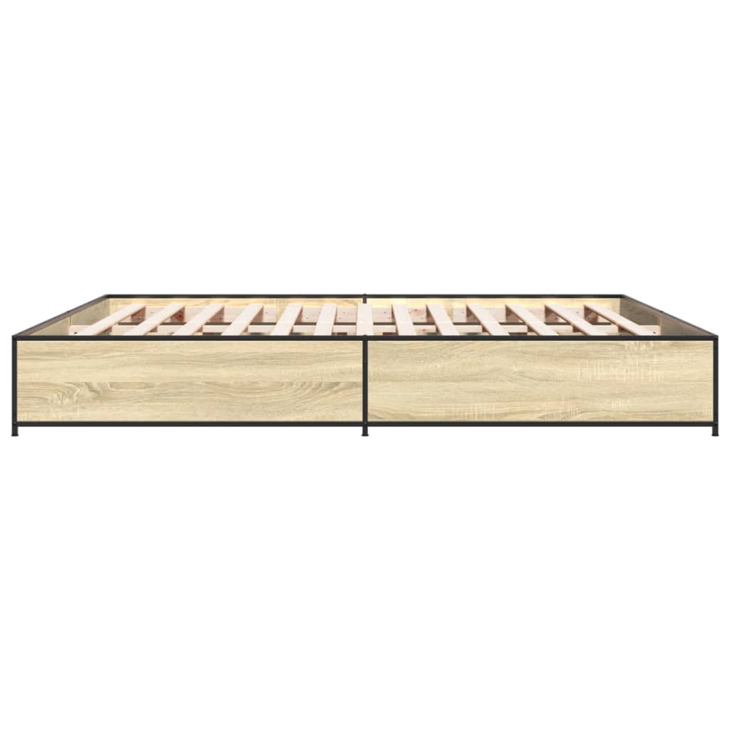 Okvir za krevet boja hrasta 200x200cm konstruirano drvo i metal