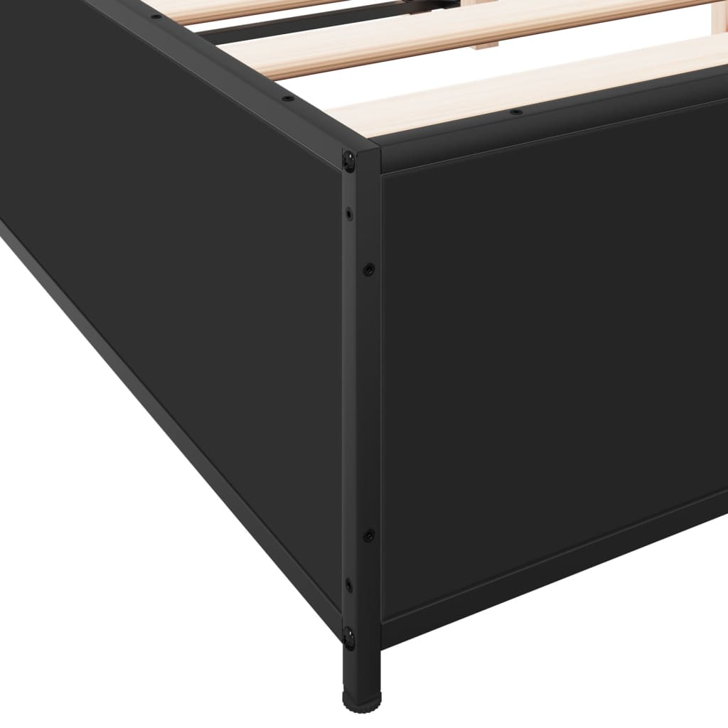 Okvir kreveta crni 140 x 200 cm od konstruiranog drva i metala