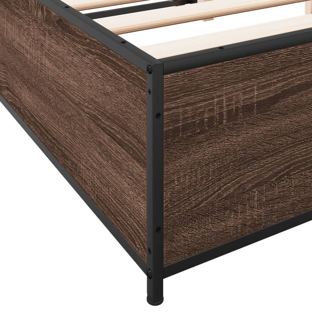 Okvir kreveta smeđi hrast 140x200cm konstruirano drvo i metal
