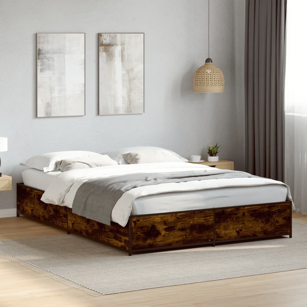 Okvir kreveta boja hrasta 120x200 cm konstruirano drvo i metal