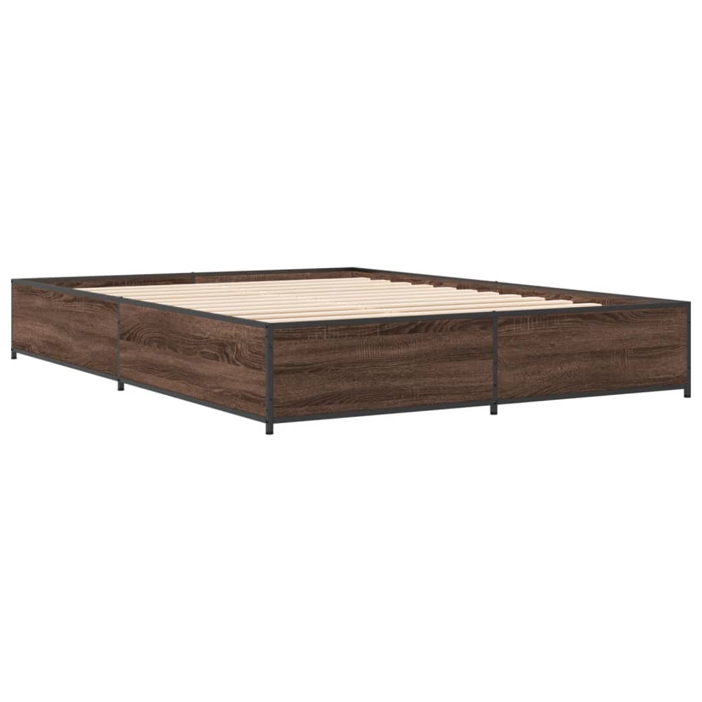 Okvir za krevet smeđi hrast 140x190cm konstruirano drvo i metal