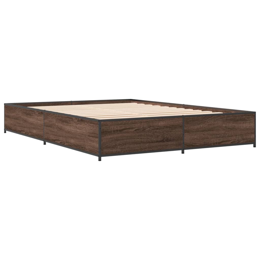 Okvir za krevet smeđi hrast 140x190cm konstruirano drvo i metal