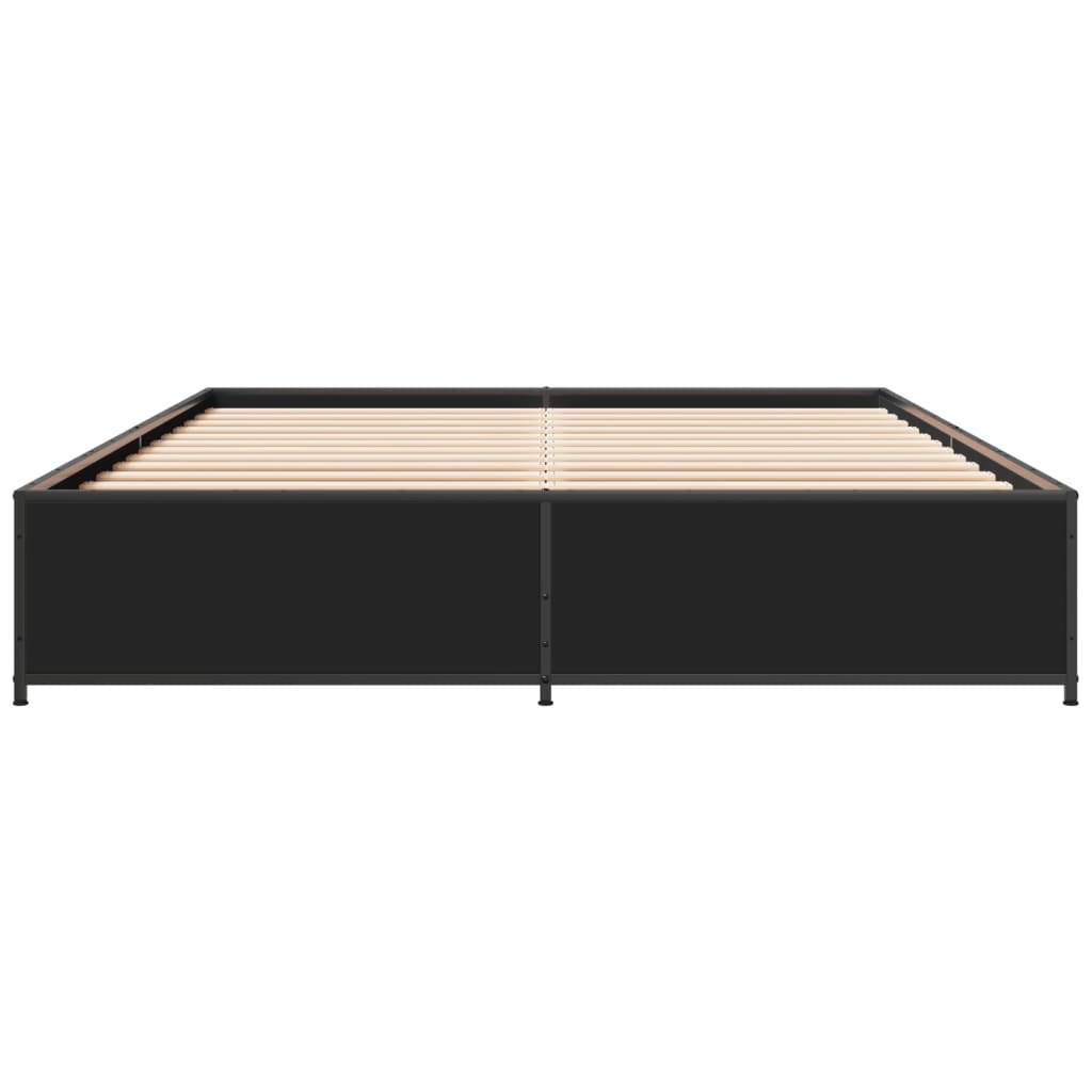 Okvir za krevet crni 135x190 cm konstruirano drvo i metal