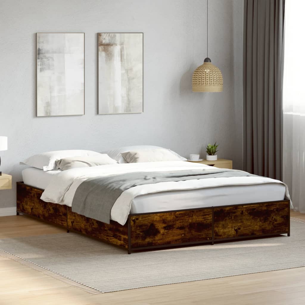 Okvir za krevet boja hrasta 120x190cm konstruirano drvo i metal