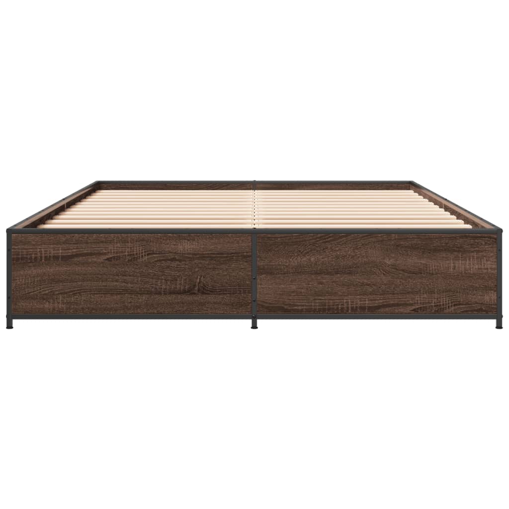 Okvir za krevet smeđi hrast 120x190cm konstruirano drvo i metal