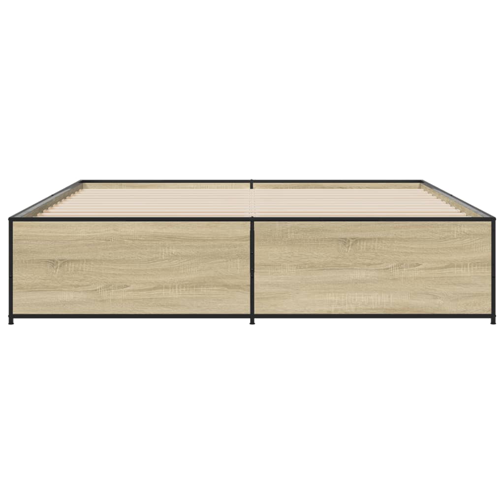 Okvir za krevet boja hrasta 200x200cm konstruirano drvo i metal