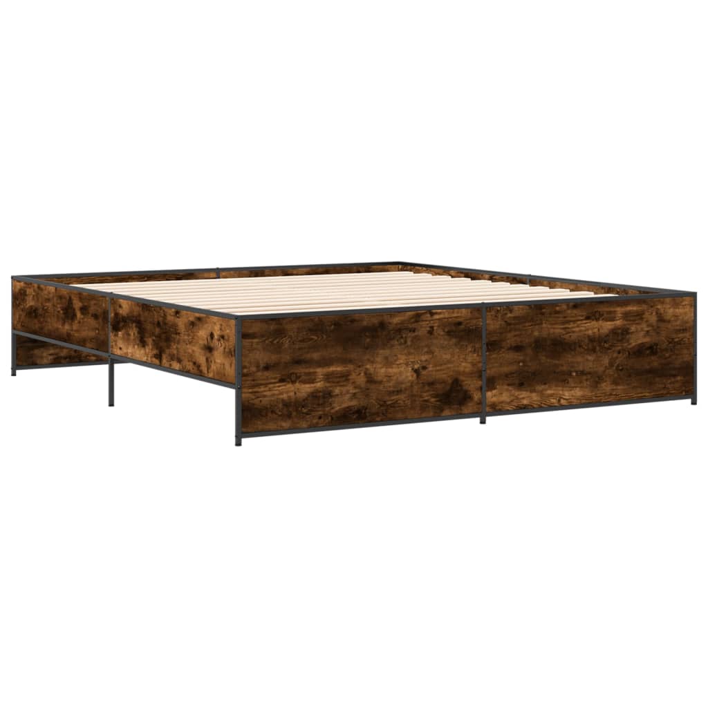 Okvir za krevet boja hrasta 200x200cm konstruirano drvo i metal
