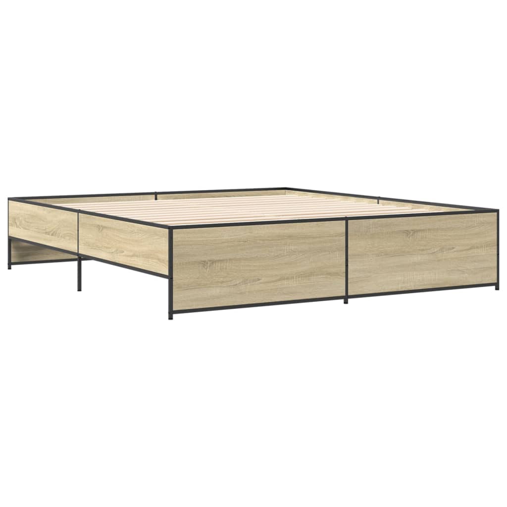 Okvir za krevet boja hrasta 180x200cm konstruirano drvo i metal