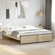 Okvir za krevet boja hrasta 180x200cm konstruirano drvo i metal