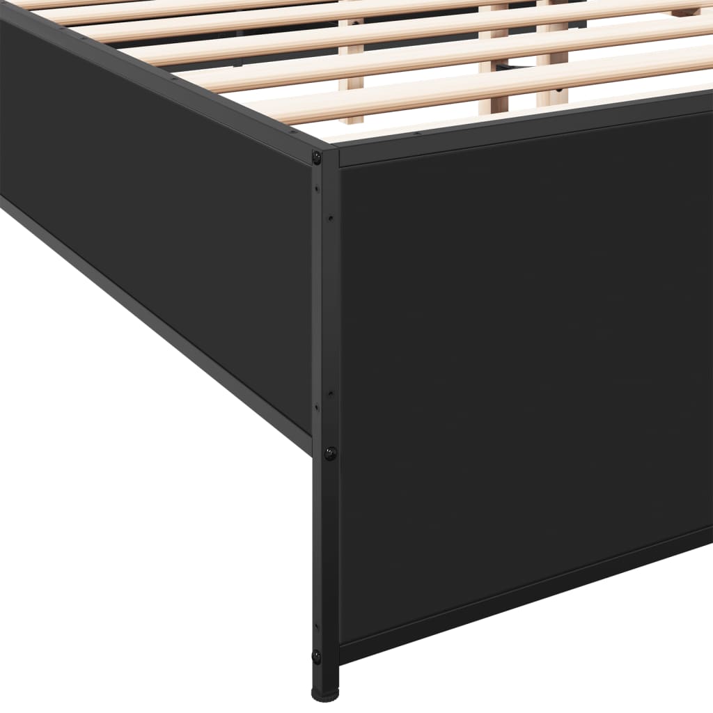 Okvir za krevet crni 160x200 cm konstruirano drvo i metal